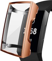 YPCd® FitBit Charge 4 Siliconen Case - Rosé Goud - 360 bescherming