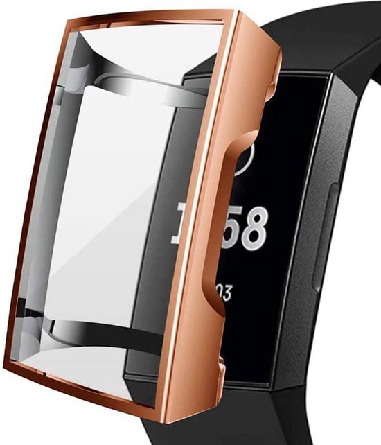 YPCd FitBit Charge 4 Siliconen Case Rose Goud 360 bescherming bol