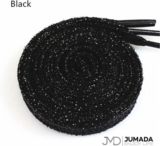 Foto: Jumada s glitter schoenveters veters sneakerveters veters laces plat 110cm zwart