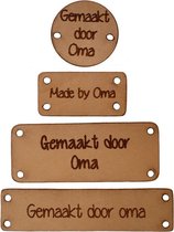 Leren labels diverse maten Gemaakt door Oma/ Made by Oma (4 stuks)