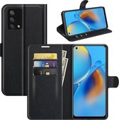 Oppo A74 4G hoesje - MobyDefend Kunstleren Wallet Book Case - Zwart - GSM Hoesje - Telefoonhoesje Geschikt Voor: Oppo A74 4G
