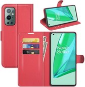 OnePlus 9 Pro hoesje - MobyDefend Kunstleren Wallet Book Case - Rood - GSM Hoesje - Telefoonhoesje Geschikt Voor: OnePlus 9 Pro