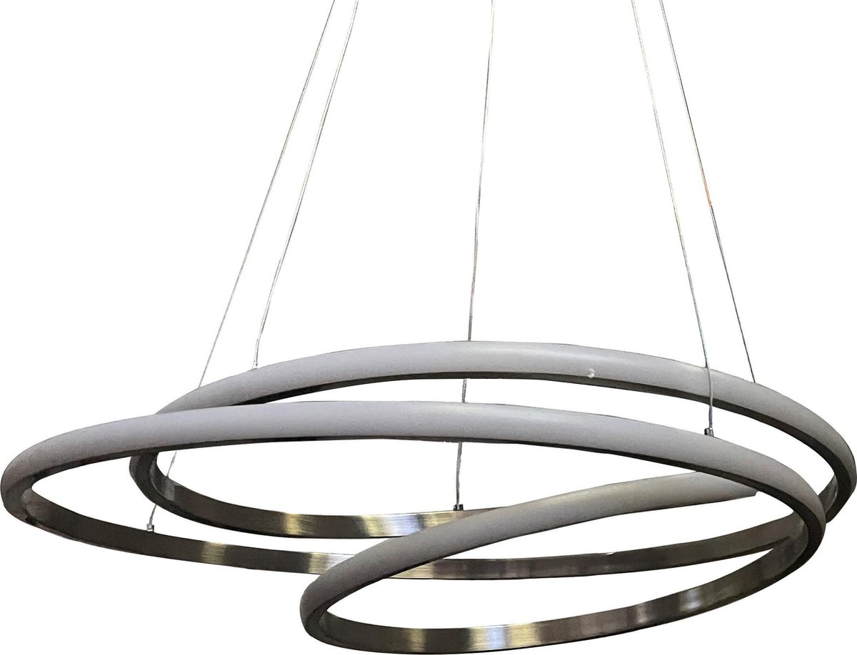Mbc-Light - Twirl - hanglamp smd led - 60cm dia - mat nikkel - warm wit - hoge lichtopbrenst
