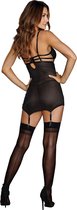 Fishnet Texture Power Mesh Garter Slip - Black - Maat S