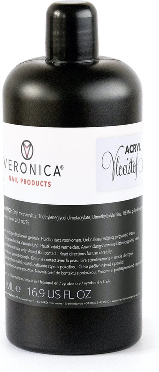 Goedkoopste Veronica NAIL-PRODUCTS Acryl vloeistof / acryl liquid / acryl liquide / acryl monomeer vloeistof in salonverpakking van 1/2 liter = 500 ml.