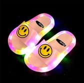 Lichtgevende LED Slippers Smiley - Roze - Maat 24/25