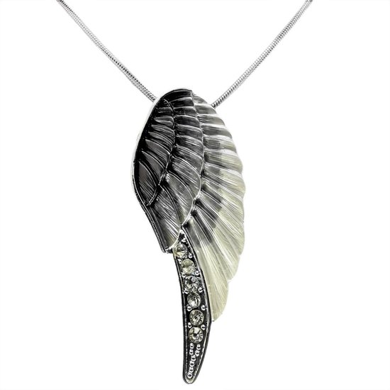 Hanger, Vleugel met 3 kleur van parelmoer, zilver en grijstinten, zirkonia's, R-Design,