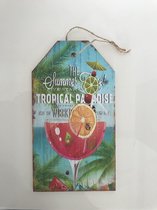 Wanddecoratie Summer Cocktail - tekstbord- zomerse print- strand- ibiza style- tuindecoratie- beach