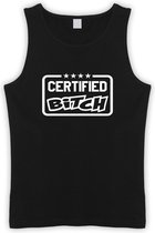 Zwart Tanktop met wit " Certified Bitch " print size XL