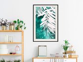 Poster - White Palm on Teal Background-30x45