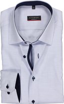 ETERNA modern fit overhemd - structuur heren overhemd - lichtblauw met wit (donkerblauw contrast) - Strijkvrij - Boordmaat: 43