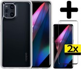 Hoesje Geschikt voor OPPO Find X3 Pro Hoesje Siliconen Case Met 2x Screenprotector - Hoes Geschikt voor OPPO X3 Pro Hoes Siliconen - Transparant