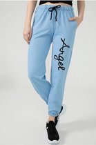La Pèra Licht blauwe Sweatpants Trendy Casual Sportbroek Dames 100% Katoen - Maat XL