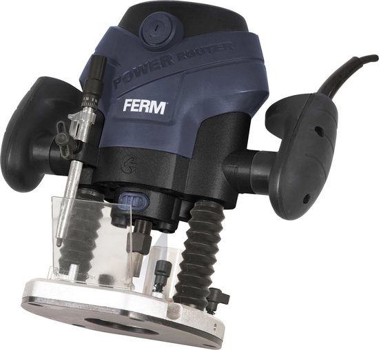 FERM - PRM1015 - Bovenfrees - 1300W - 2 Spantangen - 6mm - én - 8mm - Stofzuiger adapter - Ingebouwde - LED werkverlichting - Freesdiepte 60mm - Freesdiameter 30mm - 6-delige - Freesset - Parallelgeleider - Sjabloongeleider - Precisie bovenfrees