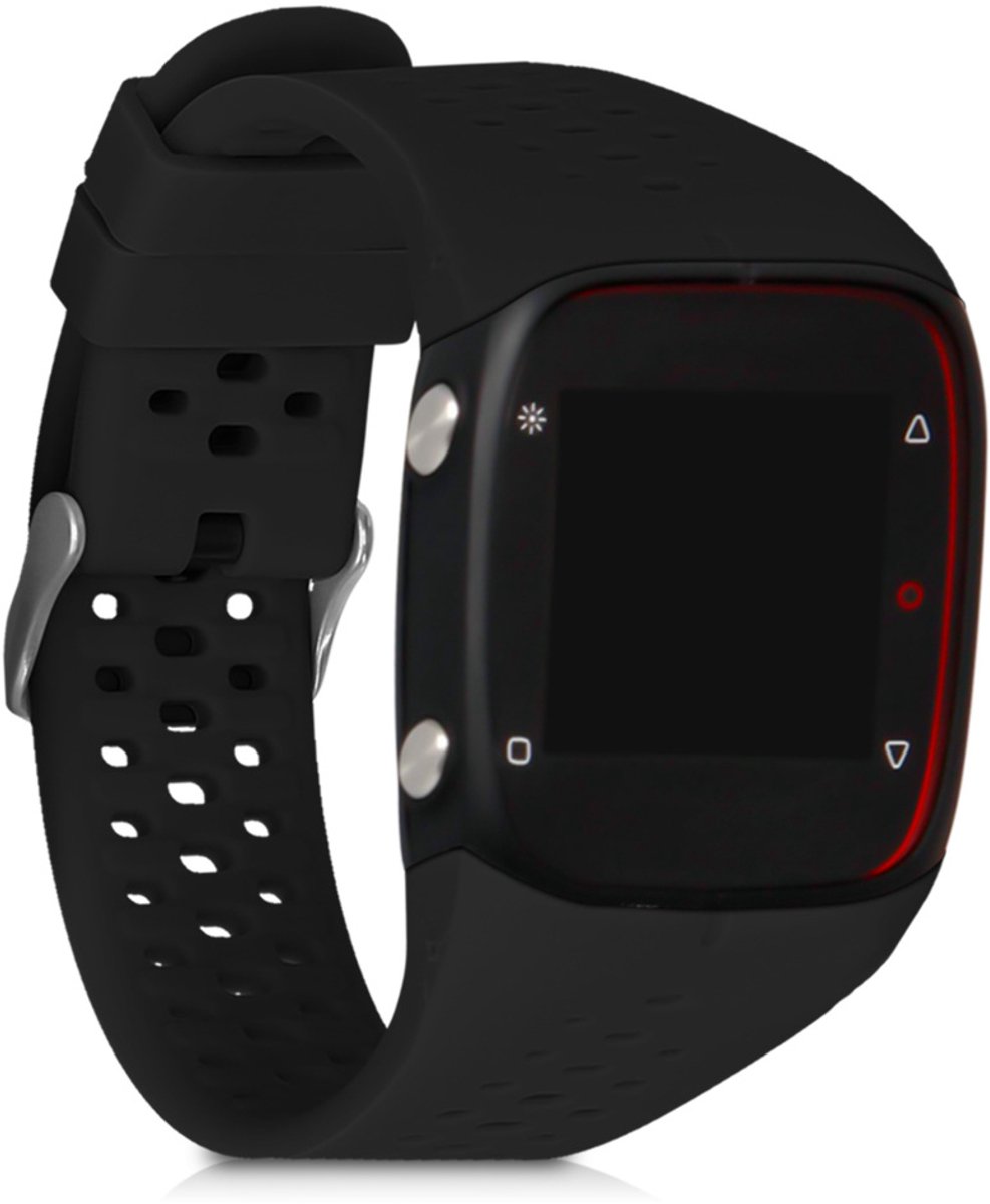 kwmobile horlogebandje geschikt voor Polar M400 / M430 polsband - Smartwatch bandje van TPU - Activity tracker horloge band in mat zwart
