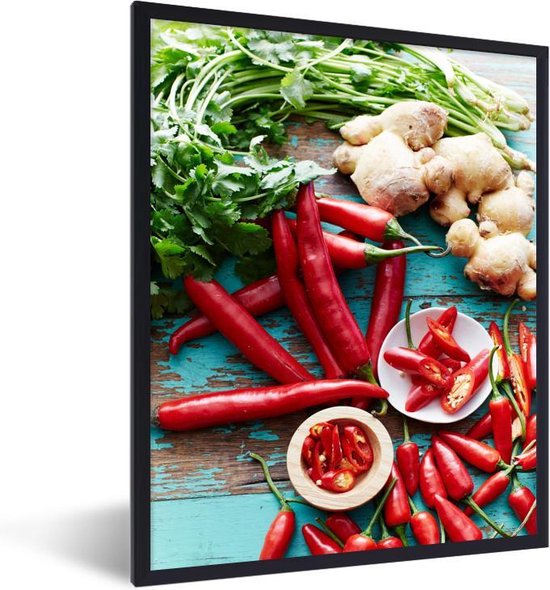 Fotolijst incl. Poster - Specerijen op houten ondergrond - 30x40 cm - Posterlijst