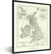 Fotolijst incl. Poster - Klassieke wereldkaart Groot Brittannië en Ierland - 30x40 cm - Posterlijst