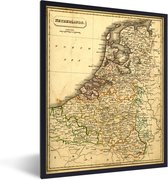 Fotolijst incl. Poster - Groezelige kaart van Nederland - 30x40 cm - Posterlijst