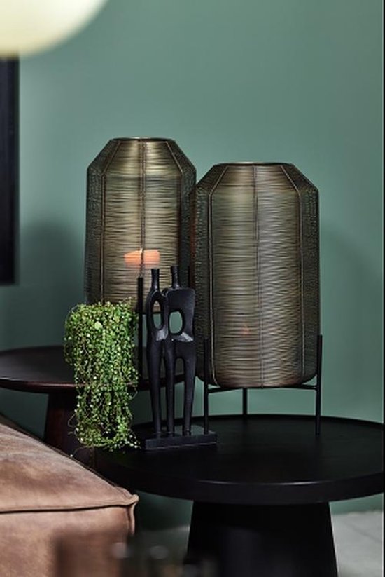 Vent léger - Lanterne Or - Vase - LxlxH: 26x26x55 cm