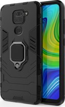 Xiaomi Redmi Note 9 Hoesje - Mobigear - Armor Ring Serie - Hard Kunststof Backcover - Zwart - Hoesje Geschikt Voor Xiaomi Redmi Note 9