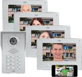 ELRO DV477IP4 Wifi IP Video Deur Intercom - 4 Appartementen - met 4x 7 inch kleurenscherm - Color Night Vision - Bekijken en communiceren via App