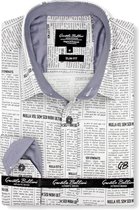 Heren Overhemd - Slim Fit - Daily Paper Satijn - Beige - Maat S