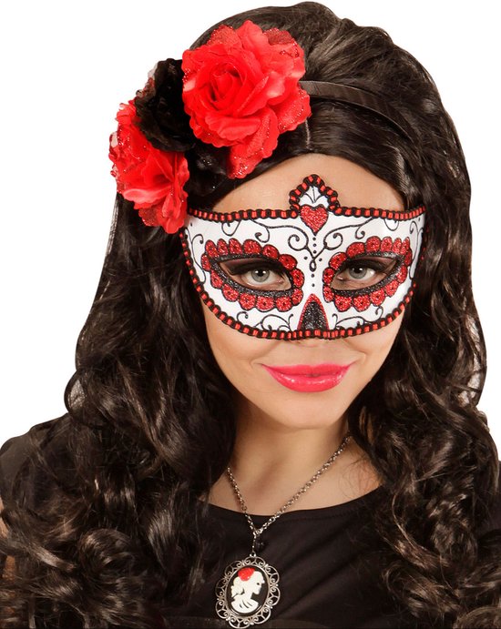WIDMANN - Rood glittermasker Día de los muertos