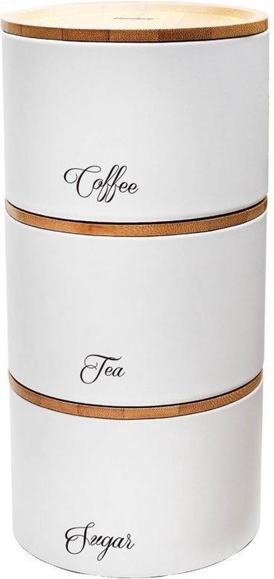 Klausberg 7507 - stapelbare voorraad potten - koffie, thee, suiker - wit