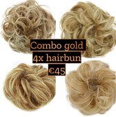 4x Hairbun Crunchie Haarstuk Messy Bun Up do  GOLD BLOND