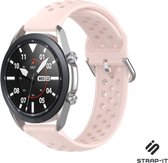 Siliconen Smartwatch bandje - Geschikt voor Strap-it Samsung Galaxy Watch 45mm / 46mm siliconen bandje met gaatjes - roze - Strap-it Horlogeband / Polsband / Armband