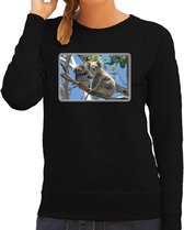 Dieren sweater met koalaberen foto - zwart - voor dames - natuur / koala cadeau trui - kleding / sweat shirt S