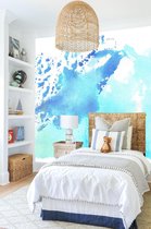 Behang aquarel spetters blauw