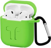 Case2go - Hoesje geschikt voor Apple Airpods - Siliconen Airpods Hoes met Karabijnhaak - Case voor Airpods 1/2 - Groen