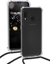 Telefoonhoesje Samsung a20s hoesje - Samsung Galaxy A20S hoesje met koord transparant shock proof case