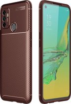 OPPO A53s Hoesje - Mobigear - Racing Serie - TPU Backcover - Bruin - Hoesje Geschikt Voor OPPO A53s