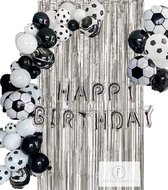 Voetbal thema - Happy birthday verjaardag - zilver zwart wit marble thema feest... | bol.com