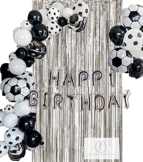 Door Vader fage Anemoon vis Voetbal verjaardag thema - zilver zwart wit decoratie feestpakket - FIFA |  bol.com