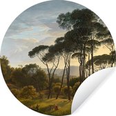 Wandcirkel Oude meesters | Italiaans landschap met parasoldennen | Schilderij van Hendrik Voogd | Behangcirkel zelfklevend | 140cm | Stickertoko.nl