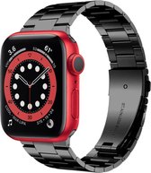 Stalen Smartwatch bandje - Geschikt voor  Apple Watch 6 stalen band - zwart - Maat: 42mm & 44mm - Horlogeband / Polsband / Armband