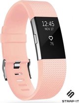 Siliconen Smartwatch bandje - Geschikt voor Fitbit Charge 2 siliconen bandje - roze - Strap-it Horlogeband / Polsband / Armband - Maat: Maat S