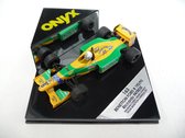 Benetton Ford B192/93 Riccardo Patrese (Groen/Geel) (12 cm) 1/43 ONYX - Modelauto - Schaalmodel - Model auto - Miniatuurautos - Miniatuur auto - Max Verstappen - Race auto wagen