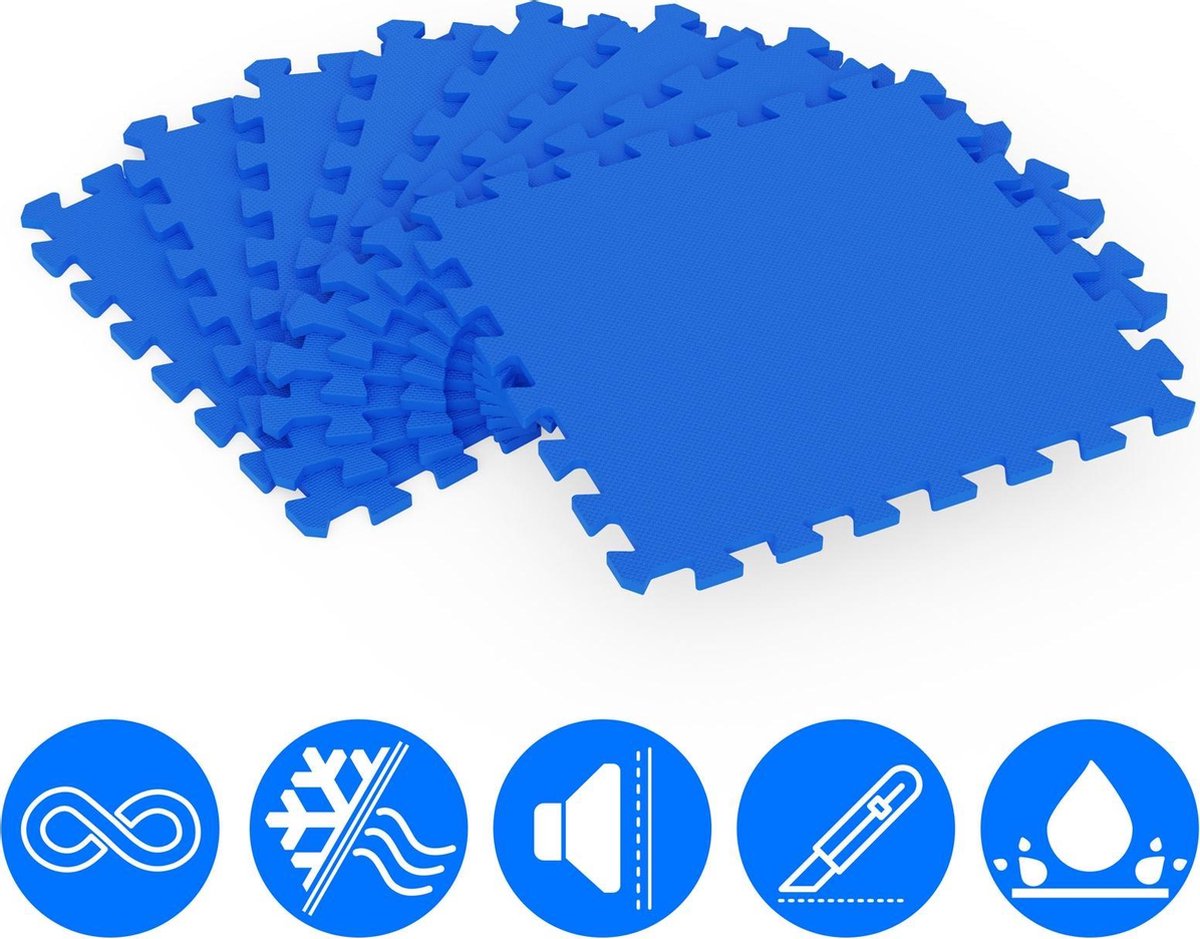 Monzana 32x Vloerbeschermer - 45x45cm Antislip Uitbreidbaar - Blauw