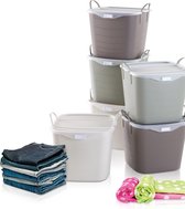 LifeStory TUB-S - wasmanden - crème, grijs, taupe - 6 x15 liter