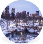 WallCircle - Wandcirkel ⌀ 30 - Central Park in de winter - Ronde schilderijen woonkamer - Wandbord rond - Muurdecoratie cirkel - Kamer decoratie binnen - Wanddecoratie muurcirkel - Woonaccessoires