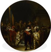WallCircle - Wandcirkel ⌀ 90 - De Nachtwacht - Schilderij van Rembrandt van Rijn - Ronde schilderijen woonkamer - Wandbord rond - Muurdecoratie cirkel - Kamer decoratie binnen - Wanddecoratie muurcirkel - Woonaccessoires