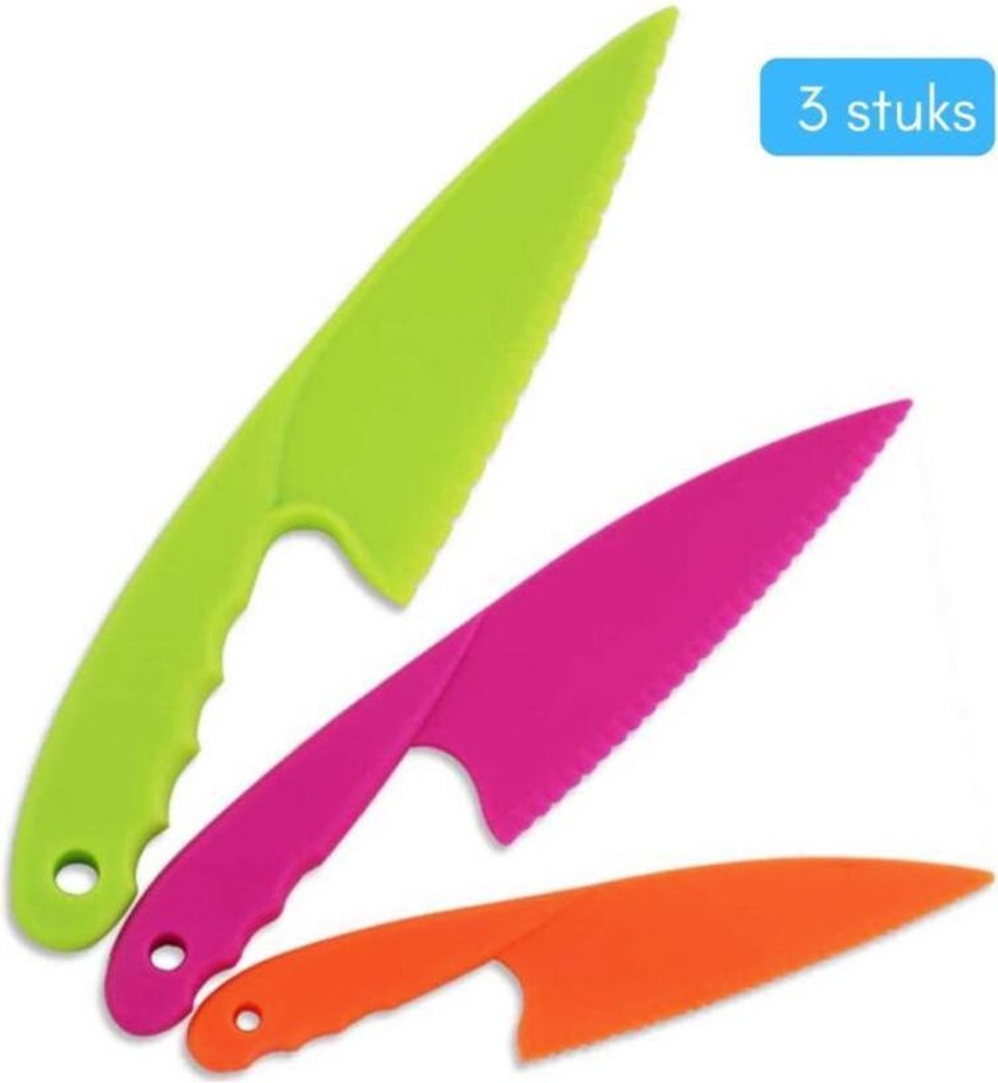 Kids cutter - Kindermessen - Messenset van 3 stuks - Kindervriendelijke messen - Veiligheids Messen - Veilig leren snijden - Kleuren worden willekeurig gekozen - GVBTRADING