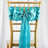 2 x bruiloft satijnen stoel decoratie strik turquoise