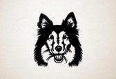 Wanddecoratie - Hond - Sheltie 2 - L - 85x75cm - Zwart - muurdecoratie - Line Art