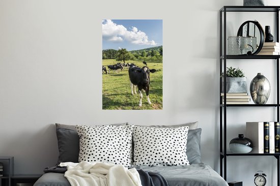 Sticker Muursticker Vache frisonne Luxurydeco - Troupeau de vaches paissant en België - 40x60 cm - Film adhésif autocollant - Sticker mural repositionnable