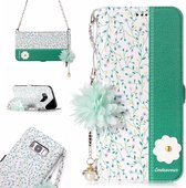 Voor Galaxy S8 Orchid Flower Pattern Horizontale Flip Leather Case met houder & kaartsleuven & Pearl Flower Ornament & Chain